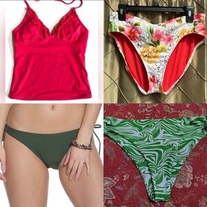 4 Pc SWIM MASHUP- Gap Body Ruffled Tankini + 3 Swim Bikini Bottoms EUC/NWT/NWOT